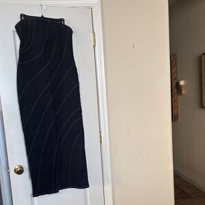 Elegant dark blue Women's denim sleeveless dress